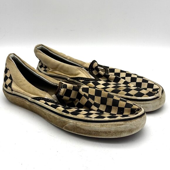 Vans Classic Slip On Checkerboard Black White Canvas Skate Shoes Men 6.5 Women 8 - Picture 1 of 8